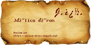 Jálics Áron névjegykártya